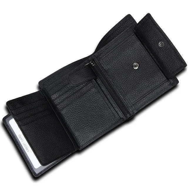Herren-Geldbörse, weiches Echtleder, große Kapazität, Geldbörse, Vintage-Münzfach, RFID-Pinsel, Kartenhalter, vertikale Geldbörse