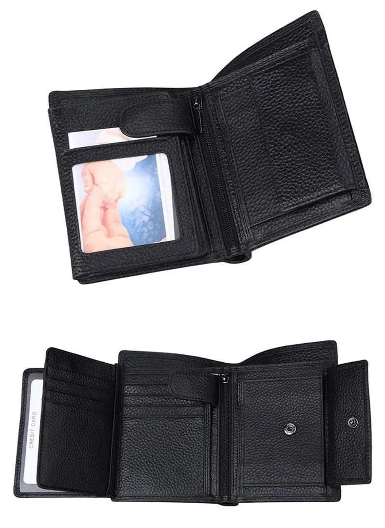 Herren-Geldbörse, weiches Echtleder, große Kapazität, Geldbörse, Vintage-Münzfach, RFID-Pinsel, Kartenhalter, vertikale Geldbörse
