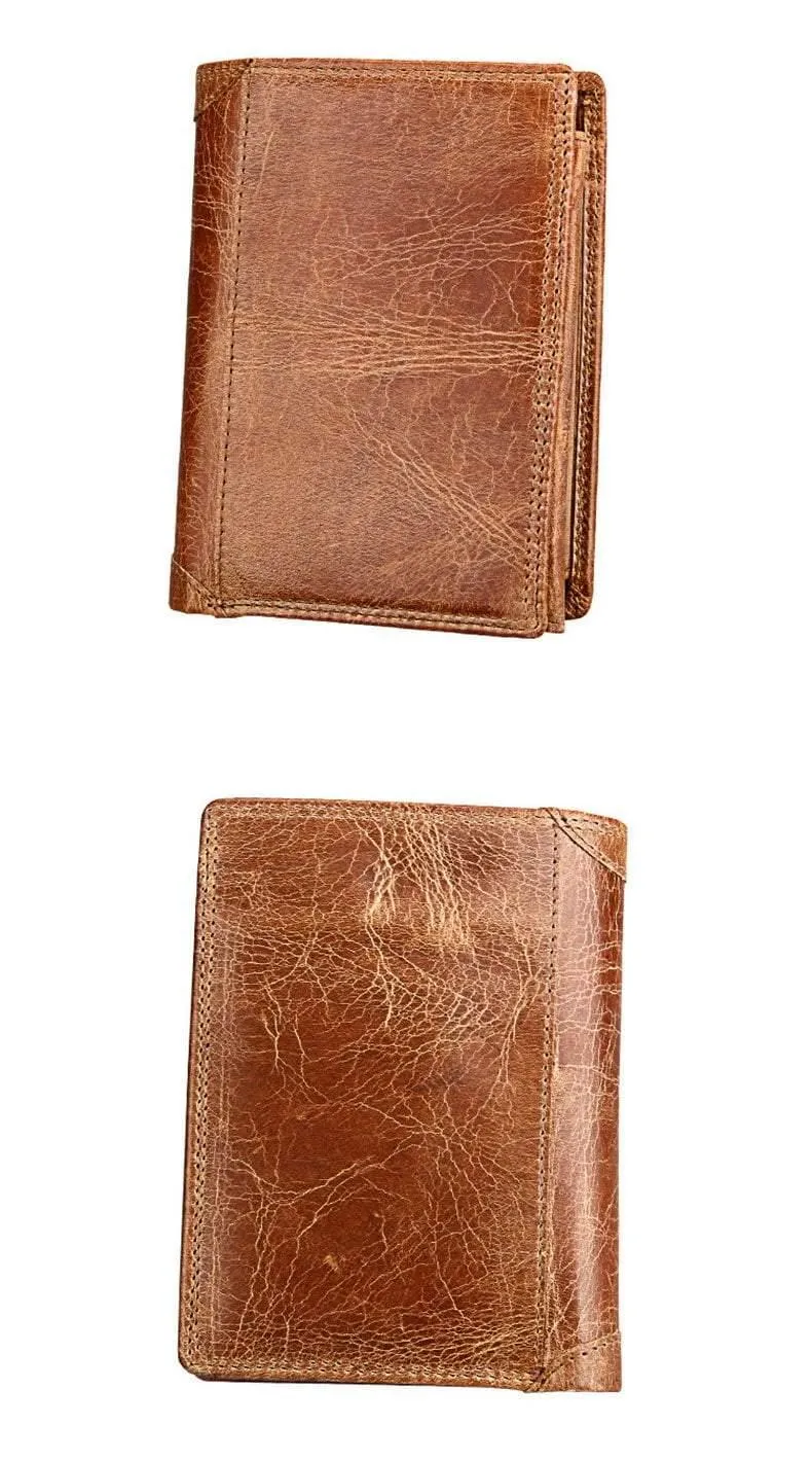 Herren-Geldbörse, weiches Echtleder, große Kapazität, Geldbörse, Vintage-Münzfach, RFID-Pinsel, Kartenhalter, vertikale Geldbörse