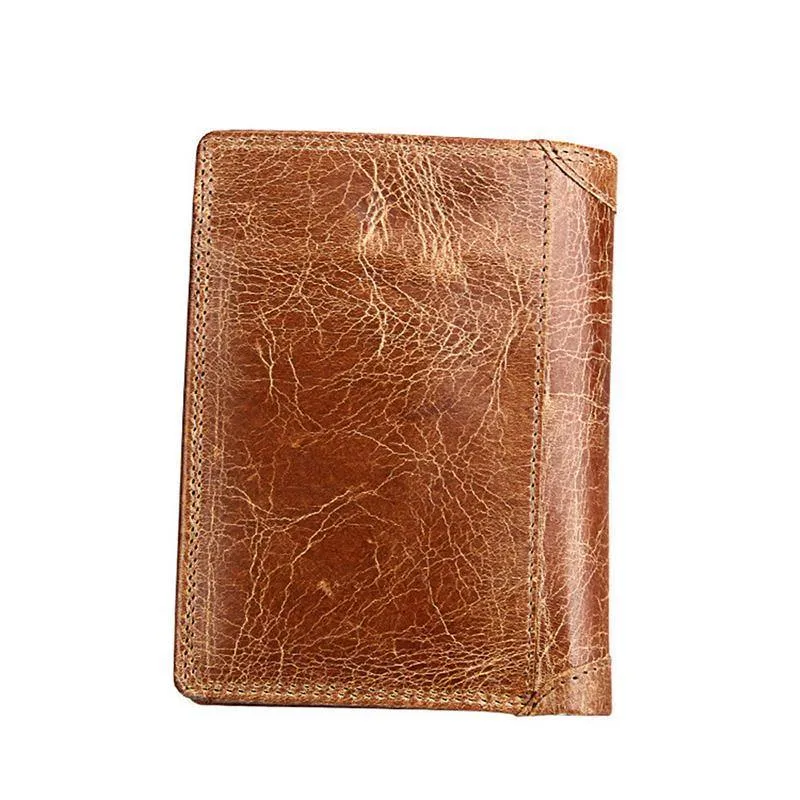 Herren-Geldbörse, weiches Echtleder, große Kapazität, Geldbörse, Vintage-Münzfach, RFID-Pinsel, Kartenhalter, vertikale Geldbörse