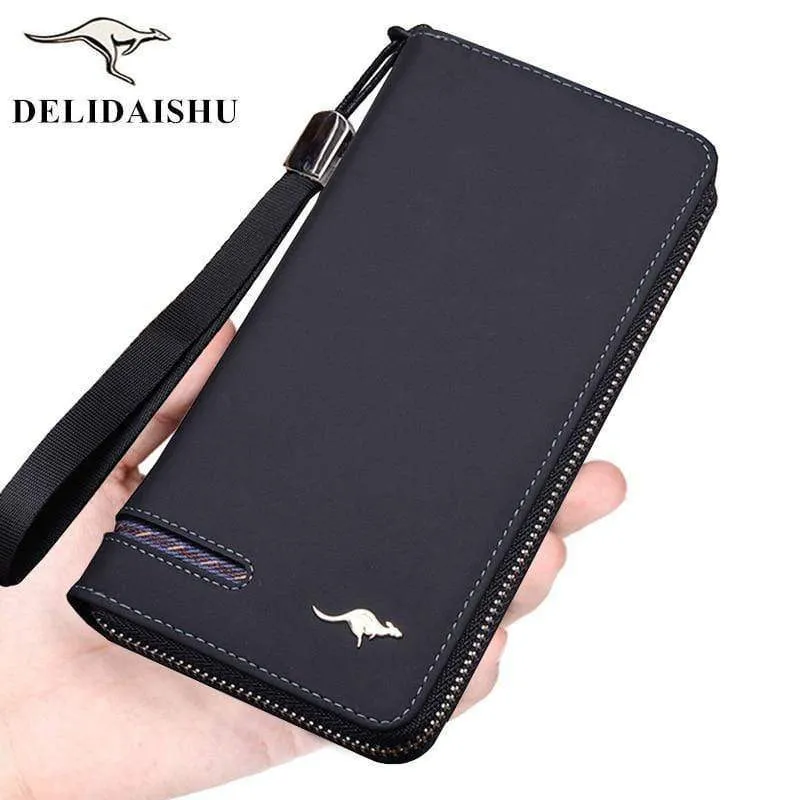 Männer Brieftaschen Berühmte Marke kangaroo Männer Lange Brieftasche Kupplung Männlichen Handschlaufe Brieftasche Große Kapazität Handytasche Kartenhalter