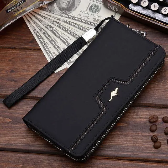Männer Brieftaschen Berühmte Marke kangaroo Männer Lange Brieftasche Kupplung Männlichen Handschlaufe Brieftasche Große Kapazität Handytasche Kartenhalter