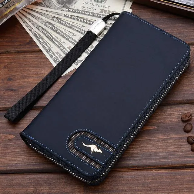 Männer Brieftaschen Berühmte Marke kangaroo Männer Lange Brieftasche Kupplung Männlichen Handschlaufe Brieftasche Große Kapazität Handytasche Kartenhalter