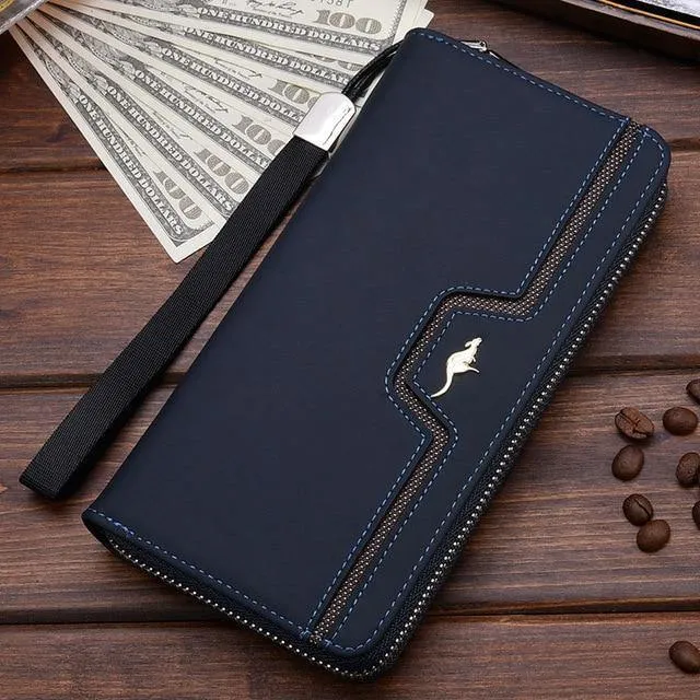 Männer Brieftaschen Berühmte Marke kangaroo Männer Lange Brieftasche Kupplung Männlichen Handschlaufe Brieftasche Große Kapazität Handytasche Kartenhalter