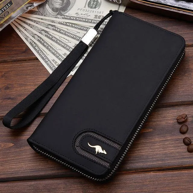 Männer Brieftaschen Berühmte Marke kangaroo Männer Lange Brieftasche Kupplung Männlichen Handschlaufe Brieftasche Große Kapazität Handytasche Kartenhalter