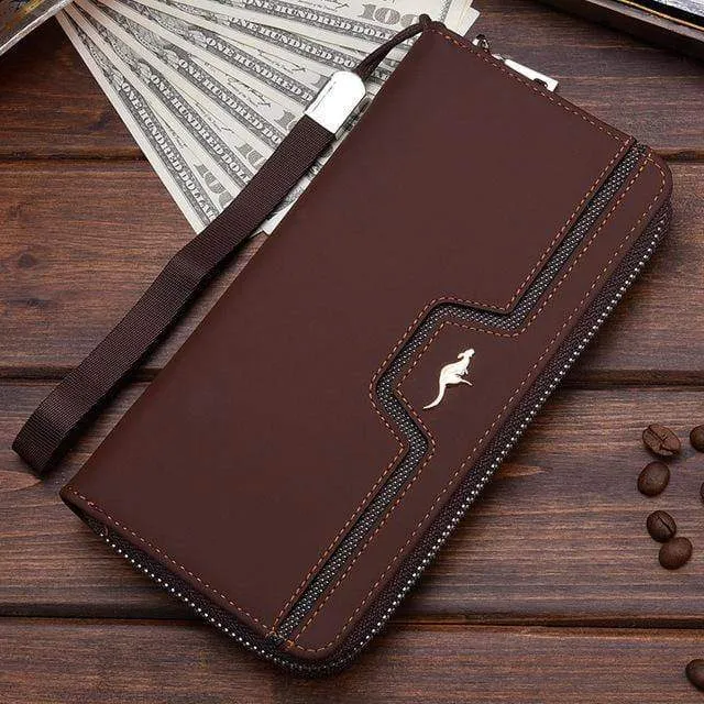 Männer Brieftaschen Berühmte Marke kangaroo Männer Lange Brieftasche Kupplung Männlichen Handschlaufe Brieftasche Große Kapazität Handytasche Kartenhalter