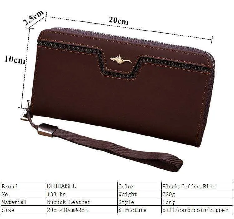 Männer Brieftaschen Berühmte Marke kangaroo Männer Lange Brieftasche Kupplung Männlichen Handschlaufe Brieftasche Große Kapazität Handytasche Kartenhalter