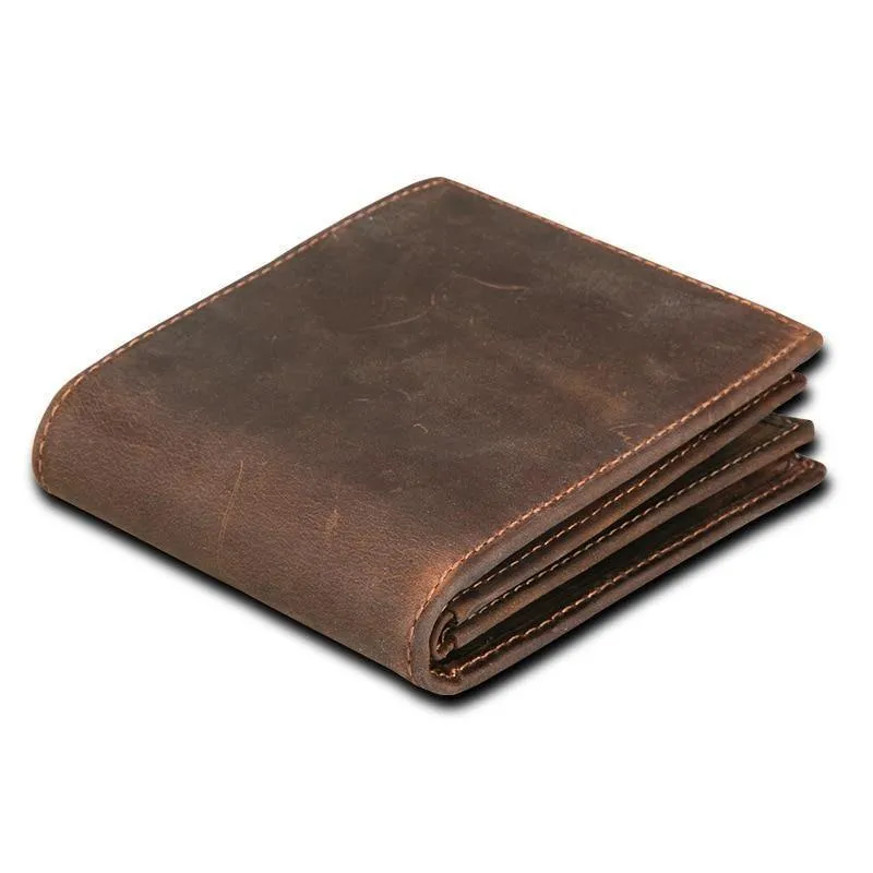 Männer Brieftaschen Vintage Kuh Echtes Leder Brieftasche Männlichen Handgemachten Custom Dollar Preis Geldbörse Kurze Brieftasche carteira