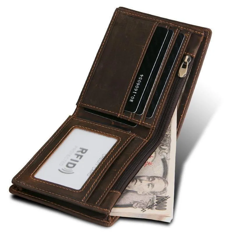 Männer Brieftaschen Vintage Kuh Echtes Leder Brieftasche Männlichen Handgemachten Custom Dollar Preis Geldbörse Kurze Brieftasche carteira