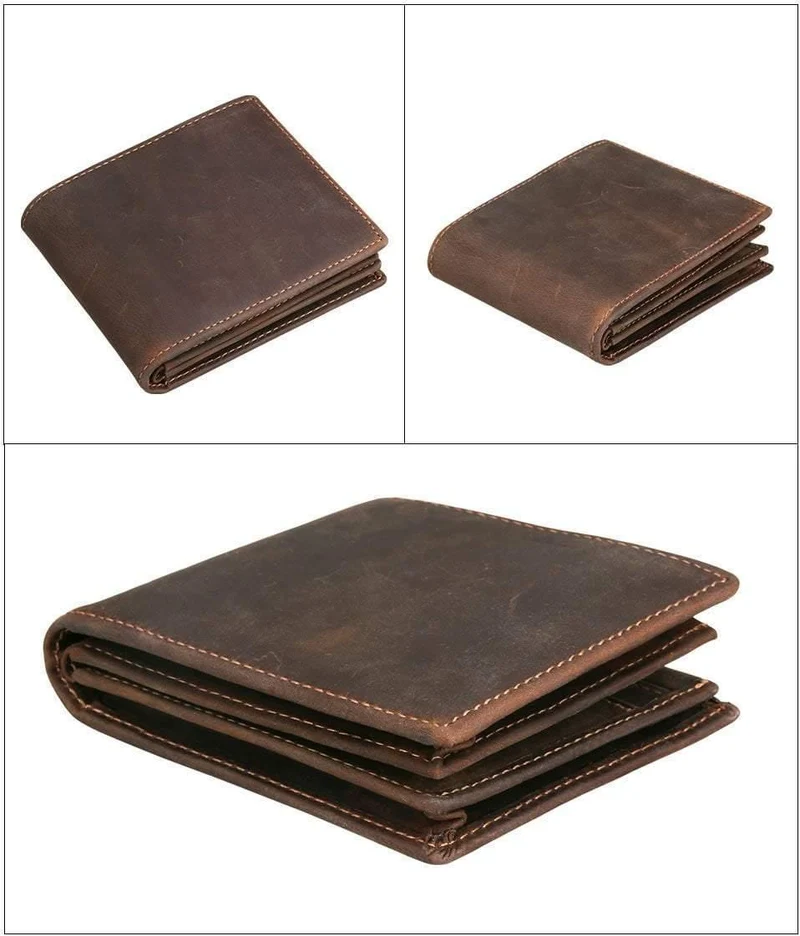 Männer Brieftaschen Vintage Kuh Echtes Leder Brieftasche Männlichen Handgemachten Custom Dollar Preis Geldbörse Kurze Brieftasche carteira