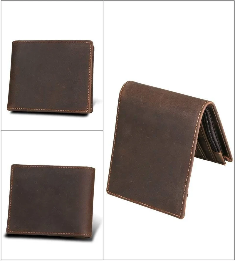 Männer Brieftaschen Vintage Kuh Echtes Leder Brieftasche Männlichen Handgemachten Custom Dollar Preis Geldbörse Kurze Brieftasche carteira