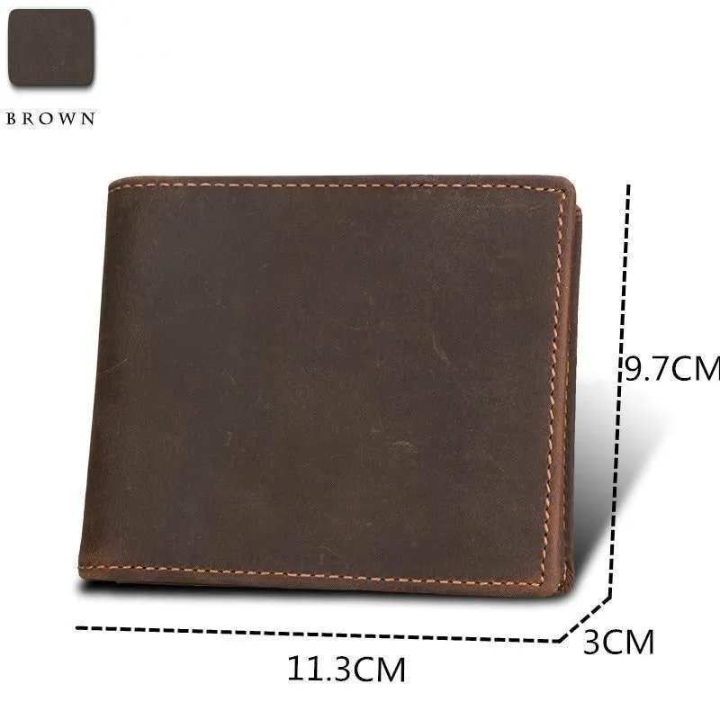 Männer Brieftaschen Vintage Kuh Echtes Leder Brieftasche Männlichen Handgemachten Custom Dollar Preis Geldbörse Kurze Brieftasche carteira