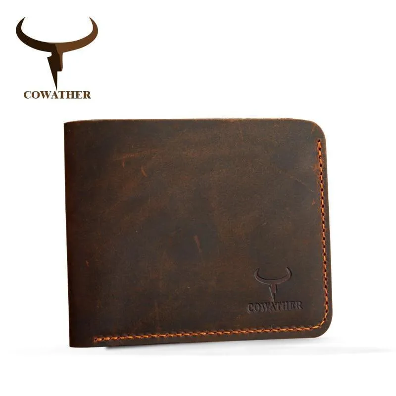 Crazy Horse Leder Herren Geldbörsen Vintage Echtleder Geldbörse für Herren Cowboy Top Leder dünn zum kostenlosen Versand