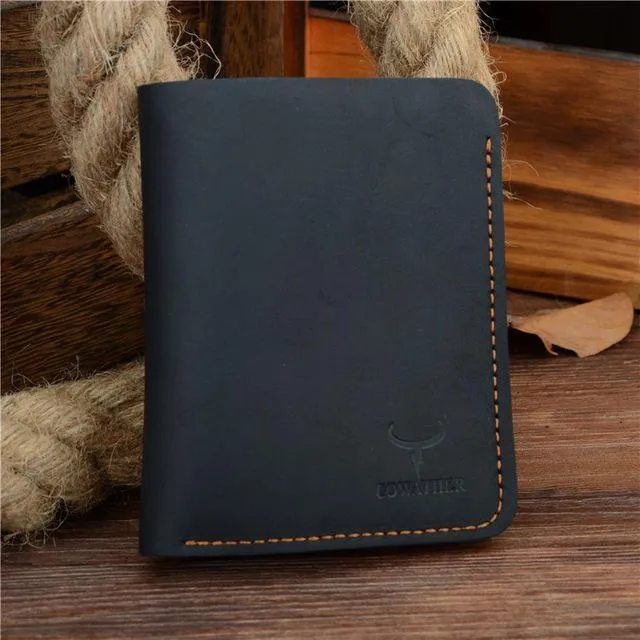 Crazy Horse Leder Herren Geldbörsen Vintage Echtleder Geldbörse für Herren Cowboy Top Leder dünn zum kostenlosen Versand
