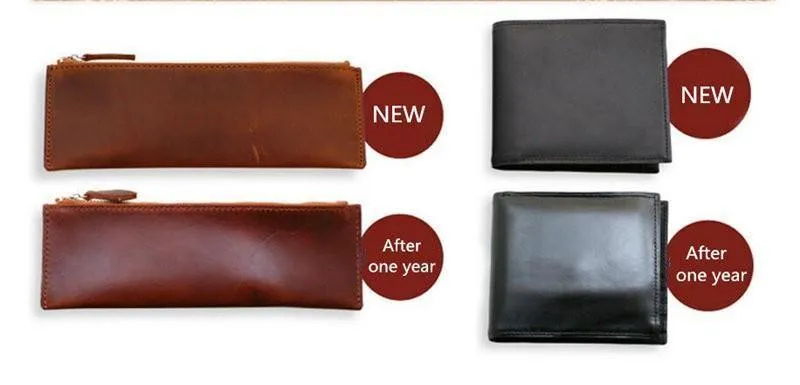 Crazy Horse Leder Herren Geldbörsen Vintage Echtleder Geldbörse für Herren Cowboy Top Leder dünn zum kostenlosen Versand