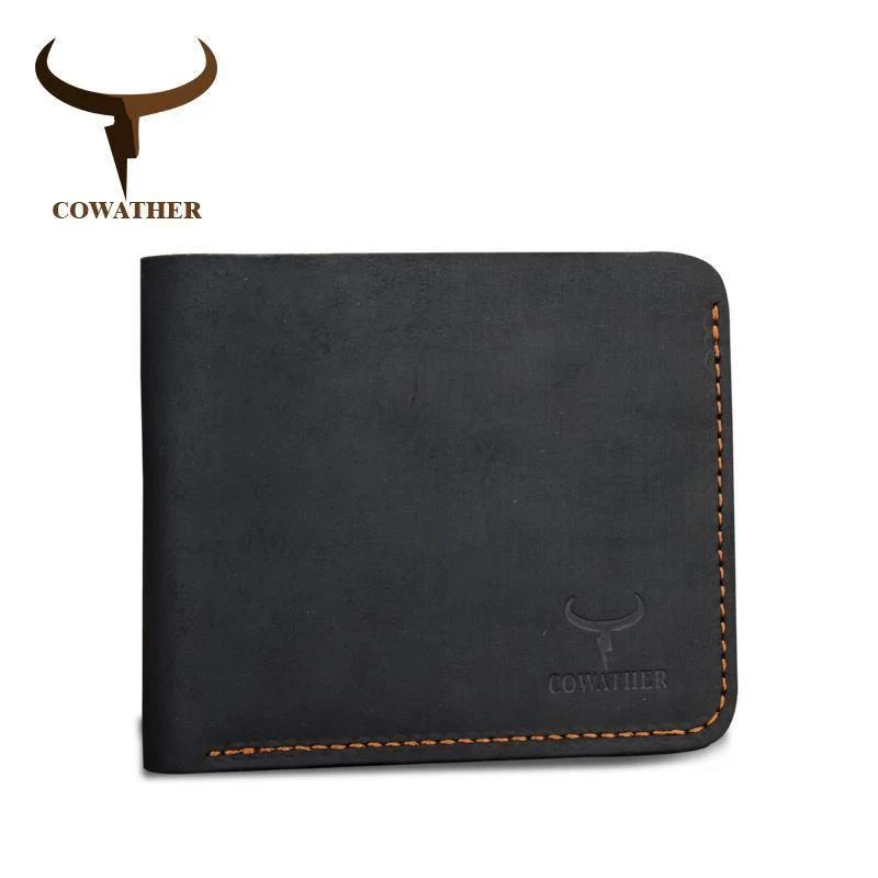 Crazy Horse Leder Herren Geldbörsen Vintage Echtleder Geldbörse für Herren Cowboy Top Leder dünn zum kostenlosen Versand