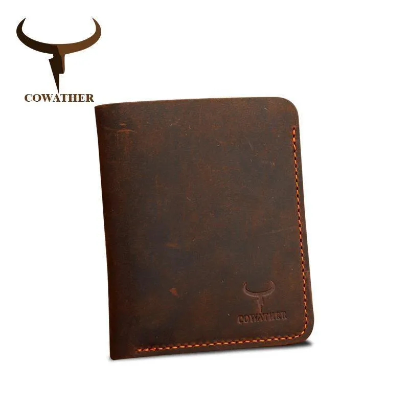 Crazy Horse Leder Herren Geldbörsen Vintage Echtleder Geldbörse für Herren Cowboy Top Leder dünn zum kostenlosen Versand