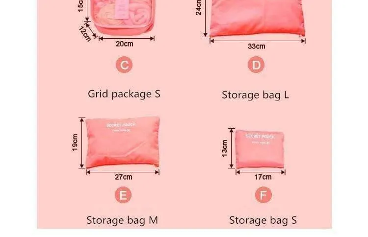6 teile/satz Mode Doppel-reißverschluss Wasserdichte Polyester Männer und Frauen Gepäck geheime reisetaschen verpackung würfel
