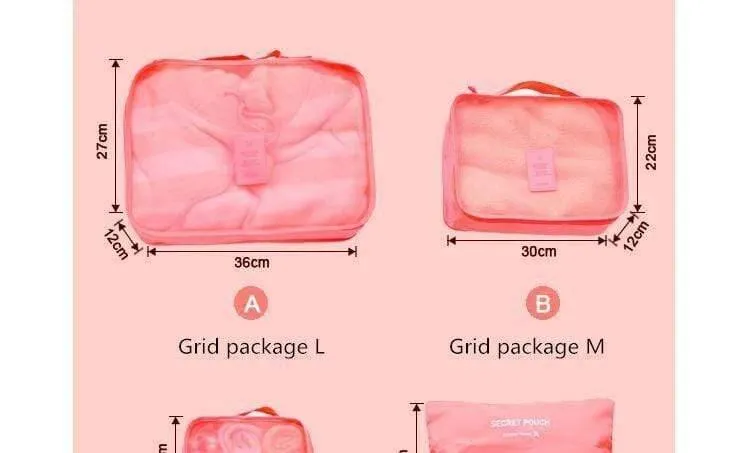 6 teile/satz Mode Doppel-reißverschluss Wasserdichte Polyester Männer und Frauen Gepäck geheime reisetaschen verpackung würfel