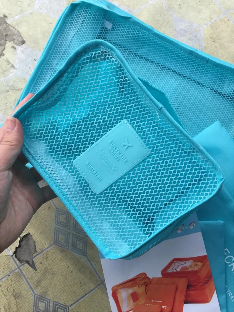 6 teile/satz Mode Doppel-reißverschluss Wasserdichte Polyester Männer und Frauen Gepäck geheime reisetaschen verpackung würfel