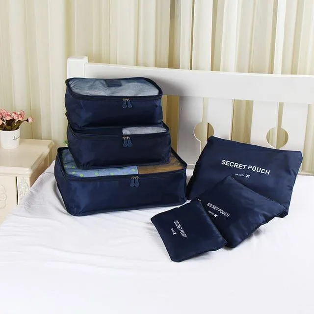 6PCS / Set Qualitäts-Oxford-Tuch-Spielraum-Ineinander greifen-Beutel im Beutel-Gepäck-Organisator-Verpackungs-Würfel-Organisator für Kleidung