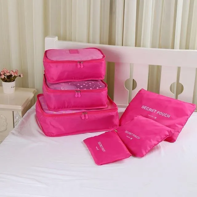 6PCS / Set Qualitäts-Oxford-Tuch-Spielraum-Ineinander greifen-Beutel im Beutel-Gepäck-Organisator-Verpackungs-Würfel-Organisator für Kleidung