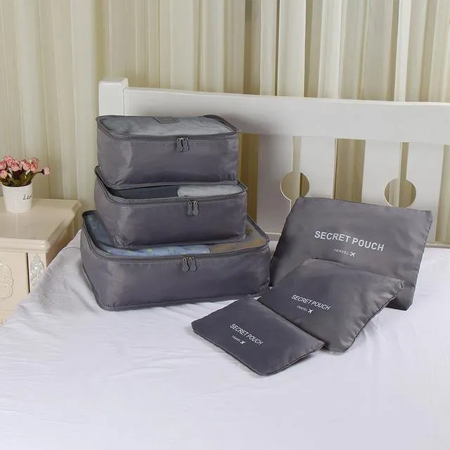 6PCS / Set Qualitäts-Oxford-Tuch-Spielraum-Ineinander greifen-Beutel im Beutel-Gepäck-Organisator-Verpackungs-Würfel-Organisator für Kleidung