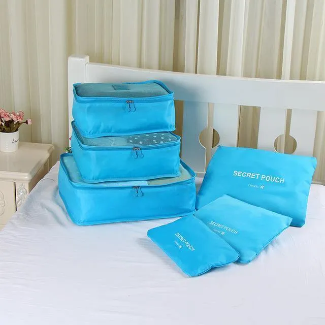 6PCS / Set Qualitäts-Oxford-Tuch-Spielraum-Ineinander greifen-Beutel im Beutel-Gepäck-Organisator-Verpackungs-Würfel-Organisator für Kleidung