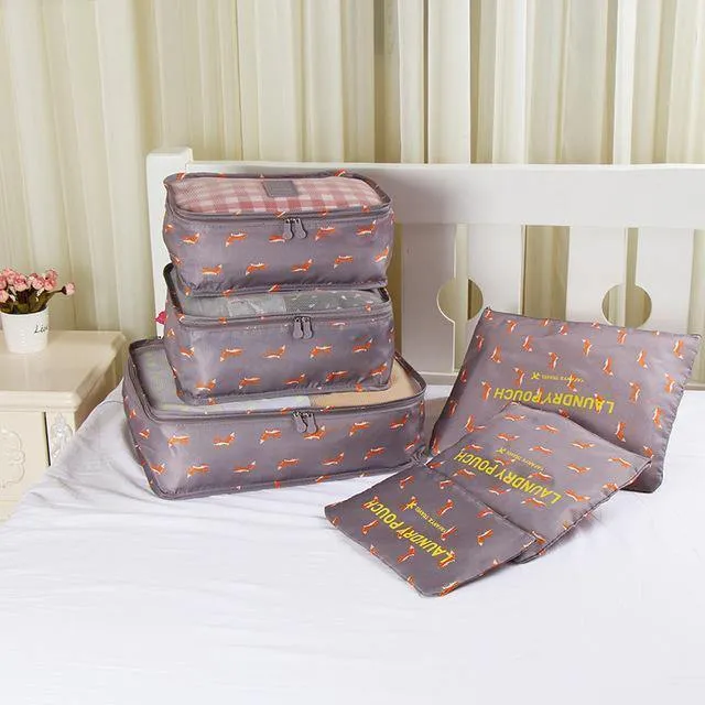 6PCS / Set Qualitäts-Oxford-Tuch-Spielraum-Ineinander greifen-Beutel im Beutel-Gepäck-Organisator-Verpackungs-Würfel-Organisator für Kleidung