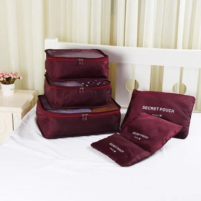 6PCS / Set Qualitäts-Oxford-Tuch-Spielraum-Ineinander greifen-Beutel im Beutel-Gepäck-Organisator-Verpackungs-Würfel-Organisator für Kleidung