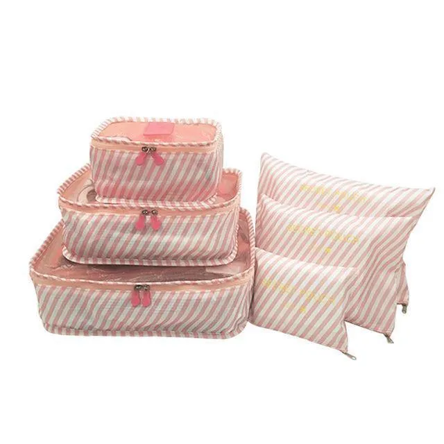 6PCS / Set Qualitäts-Oxford-Tuch-Spielraum-Ineinander greifen-Beutel im Beutel-Gepäck-Organisator-Verpackungs-Würfel-Organisator für Kleidung