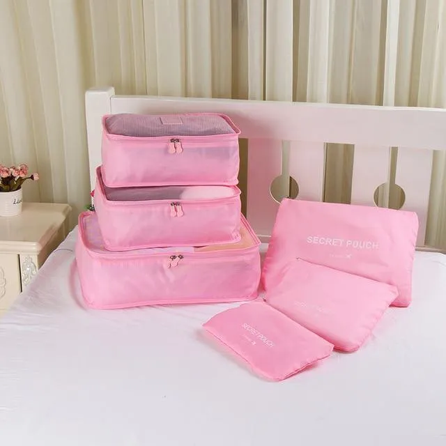6PCS / Set Qualitäts-Oxford-Tuch-Spielraum-Ineinander greifen-Beutel im Beutel-Gepäck-Organisator-Verpackungs-Würfel-Organisator für Kleidung
