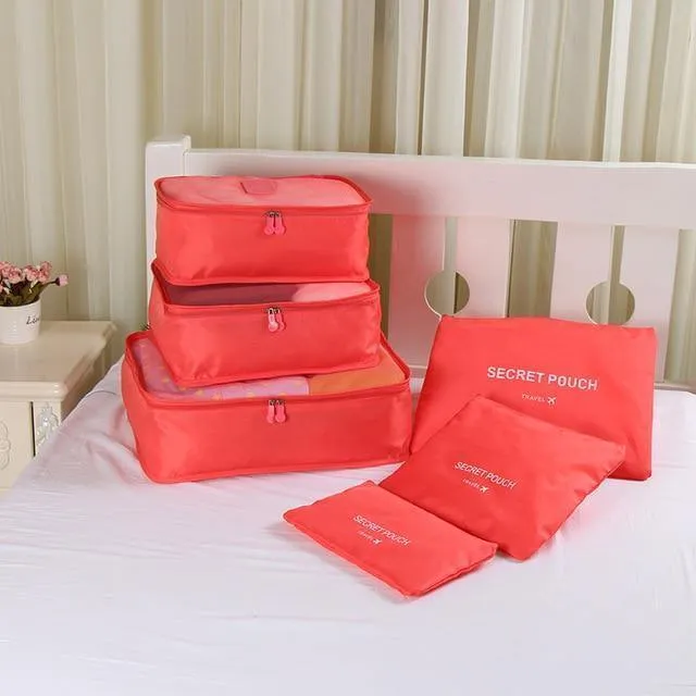 6PCS / Set Qualitäts-Oxford-Tuch-Spielraum-Ineinander greifen-Beutel im Beutel-Gepäck-Organisator-Verpackungs-Würfel-Organisator für Kleidung