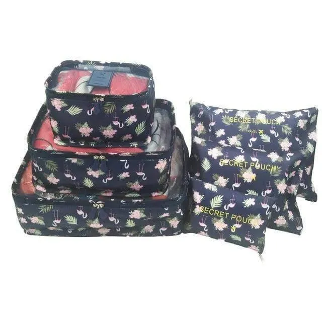 6PCS / Set Qualitäts-Oxford-Tuch-Spielraum-Ineinander greifen-Beutel im Beutel-Gepäck-Organisator-Verpackungs-Würfel-Organisator für Kleidung