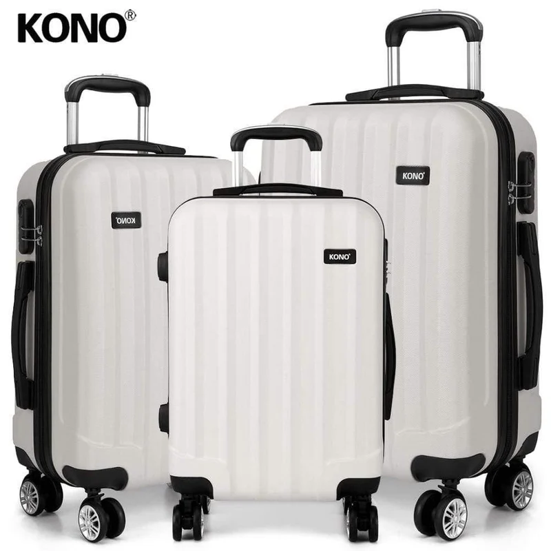 Gepäckkoffer Reisehandtasche Trolley 4 Rollen Spinner Hartschale ABS 20 24 28 Zoll Weiß K1773L