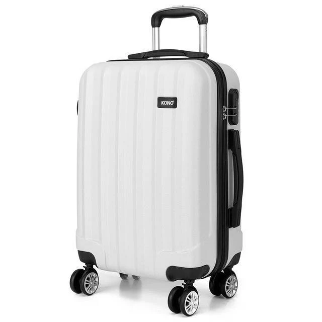 Gepäckkoffer Reisehandtasche Trolley 4 Rollen Spinner Hartschale ABS 20 24 28 Zoll Weiß K1773L