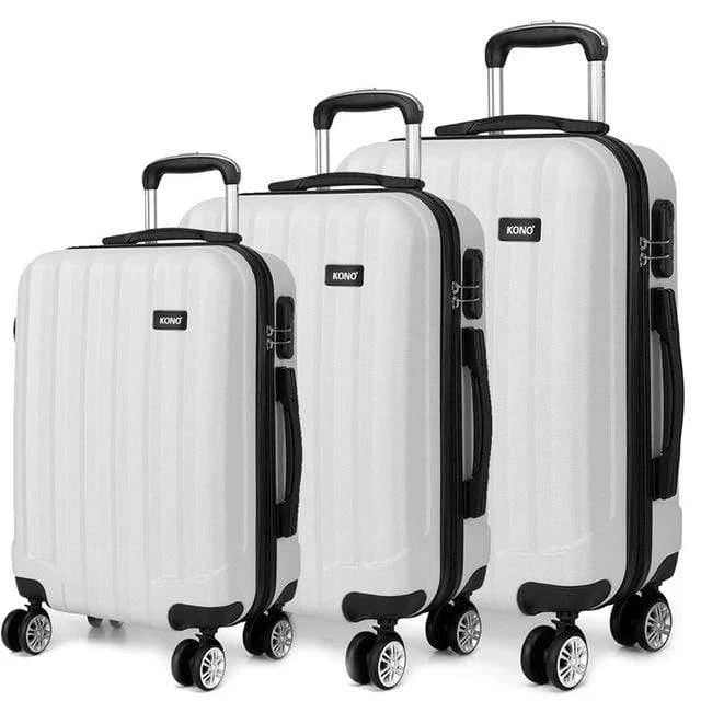 Gepäckkoffer Reisehandtasche Trolley 4 Rollen Spinner Hartschale ABS 20 24 28 Zoll Weiß K1773L