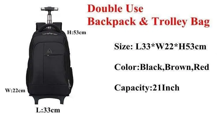 Rucksäcke mit Rädern Herren Business Travel Trolley Taschen Gepäckwagen Mochila Oxford Rollgepäck Rucksacktasche