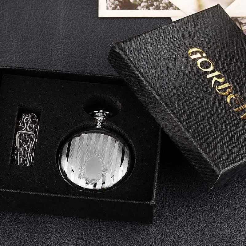 Gravierte Silbergehäuse mechanische Taschenuhr Double Flip Cover Skelett Steampunk Pendent Halskette Clock Fob Uhren