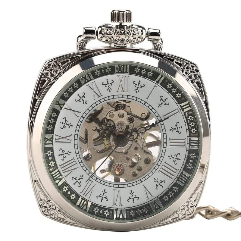 Mechanische Taschenuhr für Herren und Damen, antike Schnitzerei, kreativer Handaufzug, mechanische Uhren