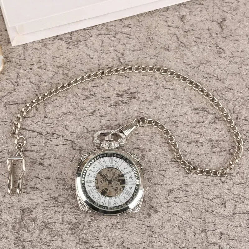 Mechanische Taschenuhr für Herren und Damen, antike Schnitzerei, kreativer Handaufzug, mechanische Uhren