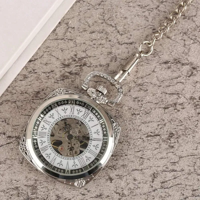 Mechanische Taschenuhr für Herren und Damen, antike Schnitzerei, kreativer Handaufzug, mechanische Uhren