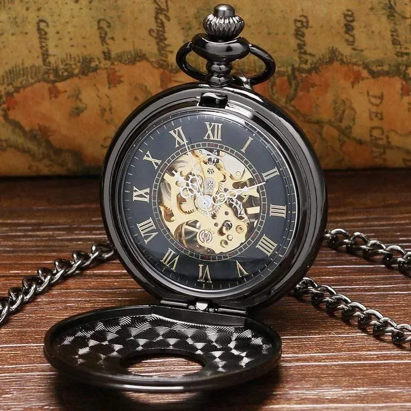 Mechanische taschenuhr steampunk uhren pin kette männer frauen anhänger uhr geschenk mit geschenktüte