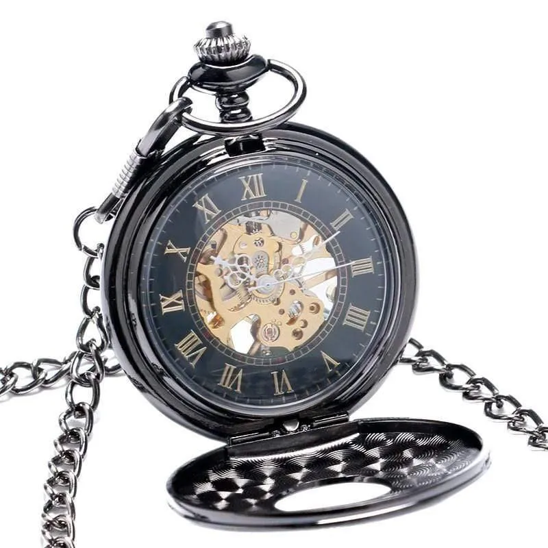 Mechanische taschenuhr steampunk uhren pin kette männer frauen anhänger uhr geschenk mit geschenktüte