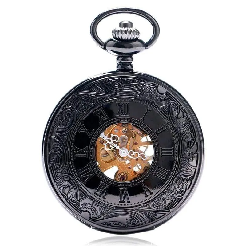 Mechanische taschenuhr steampunk uhren pin kette männer frauen anhänger uhr geschenk mit geschenktüte