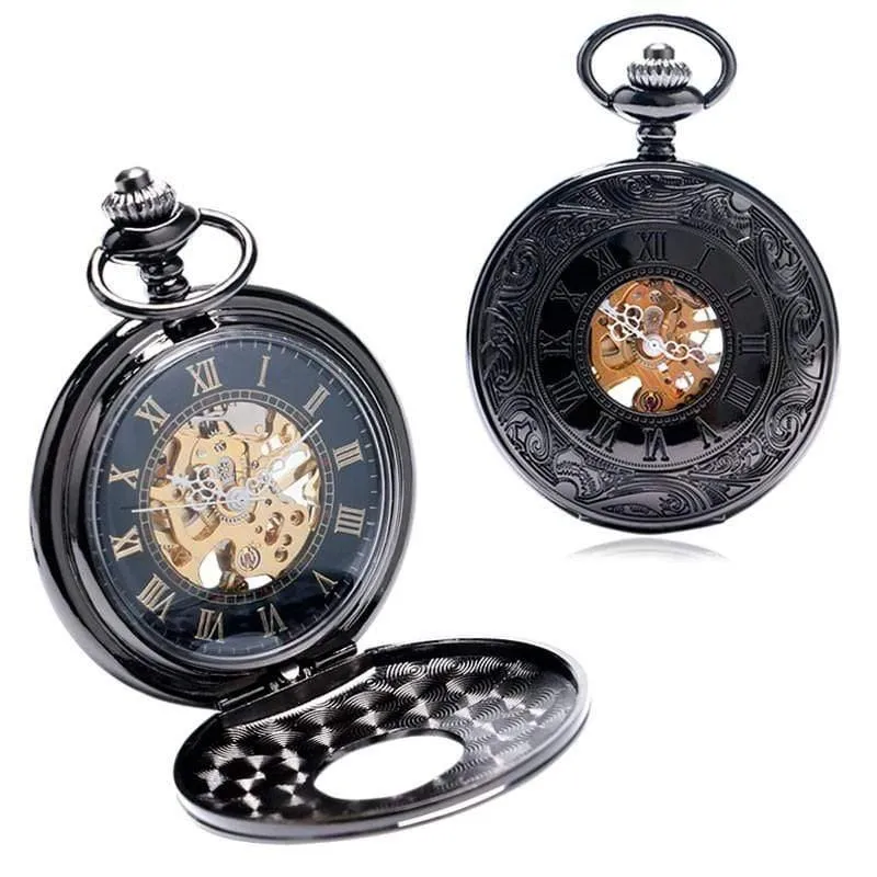 Mechanische taschenuhr steampunk uhren pin kette männer frauen anhänger uhr geschenk mit geschenktüte