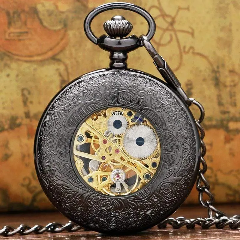 Mechanische taschenuhr steampunk uhren pin kette männer frauen anhänger uhr geschenk mit geschenktüte