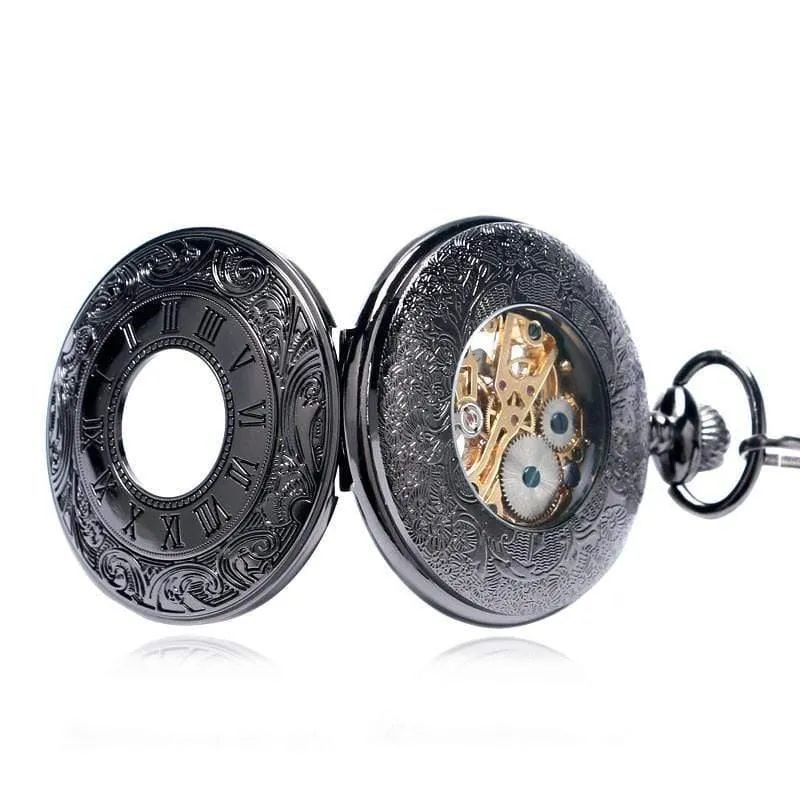 Mechanische taschenuhr steampunk uhren pin kette männer frauen anhänger uhr geschenk mit geschenktüte