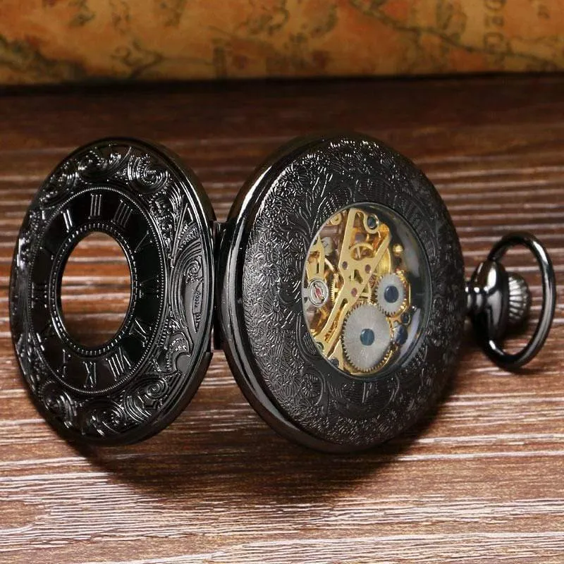 Mechanische taschenuhr steampunk uhren pin kette männer frauen anhänger uhr geschenk mit geschenktüte