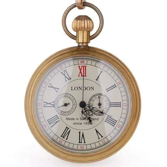 Vintage Retro Kupfer Uhr Männer Legierung mechanische Taschenuhr mit Metallkette Steampunk Uhr Roman PJX1040